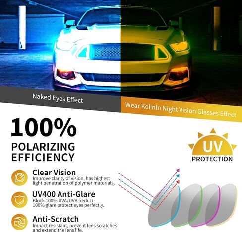Night Vision Driving Glasses Polarized Anti-glare, HD Yellow Tinted Glasses for Women Men in Saudi Arabia