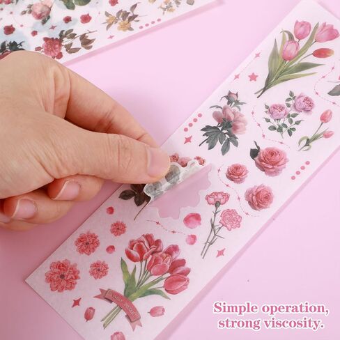 24PCS Transparent Flower Butterfly Stickers, Vintage Pressed Flowers Stickers for Scrapbooking Butterfly Floral Plant Journaling Stickers for Junk Journal DIY Craft in Saudi Arabia