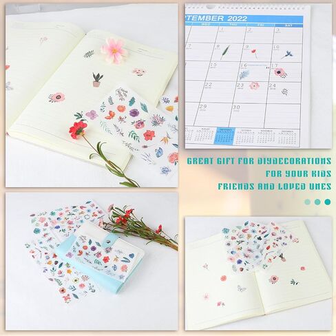 12 Sheets Small Flower Stickers for Scrapbooking Tiny Floral Stickers Small Plant Stickers Leaf Stickers Decorative Leaves Stickers for Journaling, Pressed Sticker, Cute Watercolor Flower Stickers in Saudi Arabia