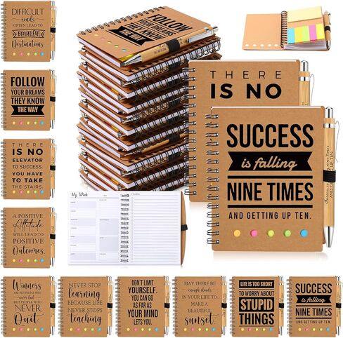10 Sets Employee Appreciation Gifts Inspirational Spiral Weekly Planner Notebooks with Bamboo Pens and Sticky Notepads Undated To Do List for Christmas Team Teachers Coworkers Staff in Kuwait