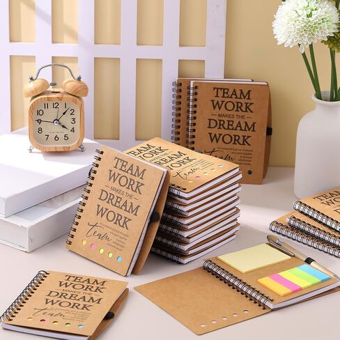 20 Sets Spiral Notebook Journal with Sticky Notepad Index Tabs Thank You Gifts Notebook Notepad with Bamboo Pen Bulk for Office Nurse Teacher Coworker (Black) in Saudi Arabia