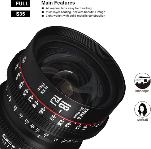 MEKE 35mm T2.1 Super 35 Prime Manual Focus Cinema Lens for PL-Mount Cine Camera Compatible with C700 PL, ARRI Amira, Alexa Mini etc. in Kuwait