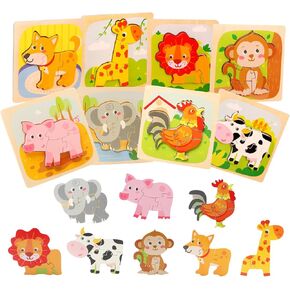 Wooden Puzzles for Toddlers 1 2 3 Years Old, 5 Packs Vehicle Car Puzzles for Boys and Girls，Montessori Learning Toys Gift for Kids Baby, Bright Vibrant Color Shape,(Storage Bag Included)