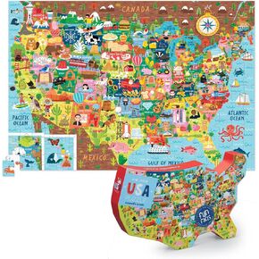 Crocodile Creek 200-Piece Jigsaw Floor Puzzle with Matching Poster - Fun Puzzles for Kids Ages 6-8 and Up - Heavy-Duty Storage Cylinder with Handle - World Map - 19" x 13" Finished in Saudi Arabia