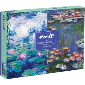 Galison Monet 500 Piece Double Sided Jigsaw Puzzle for Adults and Families, Classic Art Puzzle with Art from Monet on Both Sides, Multicolor (735358133)