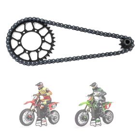 Aluminum 7075 Rear Hub Chain Sprocket 36T Gears +Manganese Steel Roller Chain Set for LOSI 1/4 Promoto-MX Motorcycle RTR Upgrade Parts (Orange)