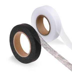 140 Yards Iron on Hemming Tape, 2 Rolls 0.59 inch Adhesive No Sewing Hem Tape, Stitch Witchery Tape, Iron on Tape for Hemming, Fusible Tape Adhesive Wonder Web for Curtain, Pants, Clothes, Black+White
