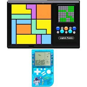 HLF Smart Electronic Puzzle Block Game Console 500 Game Levels Desktop Maze Multi Mode Game PK Training Concentration/Logical Thinking Parent Child Interactive Toys Child/boy/Girl Gifts (Blue)