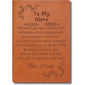 LBWCER Niece Journal Inspirational Gift for Niece Nephew from Aunt Uncle To My Niece Leather Journal Back to School Graduation Gifts for Niece (Niece back)