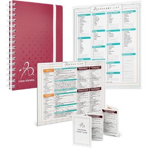 Bright Line Eating Starter Pack – Berry Food Journal + Magnetic Meal Planner + Food Plan Pocket Guide + Grocery List Magnet Pad for Fridge – Meal Planning Tools to Track Food, Water, & Weight Loss