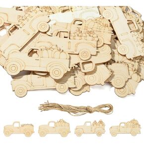 LiQunSweet 100 Pcs Mixed Styles Animal Unfinished Wood Horse Monkey Snake Elephant Deer Kangaroo Wood Slices for DIY Printing Craft Home Embellishments