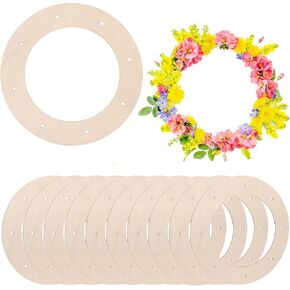 AUEAR, 12 Pack Unfinished Wooden Wreath Rings 12 Inch Hanging Floral Hoops Garland Wood Wreath Frames for DIY Home Decor