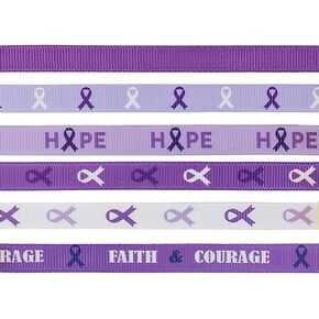 6 Pieces 3 Yards Cancer Awareness Ribbon for Crafting Sewing, 3/8 Inch Purple Grosgrain Ribbons for Hair Bow, Alzheimers Lupus Pancreatic Cancer Ribbons for Cancer Charity Event Supplies