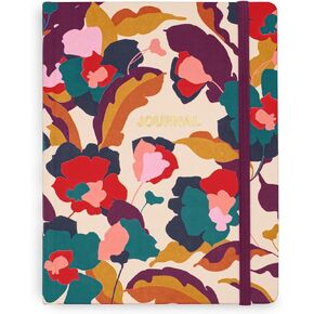 Vera Bradley Women's Floral Fabric Journal, Includes Lined Pages and Elastic Closure Band, Immersed Blooms Jewel