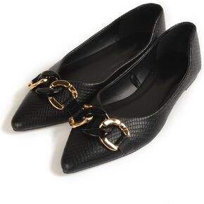 Women's Ballet Flat Shoes Pointed Toe Slip On Shoes Ballerina Walking Flats Casual Dress Shoes for Woman Dressy Comfortable Water Resistant Black Size 7