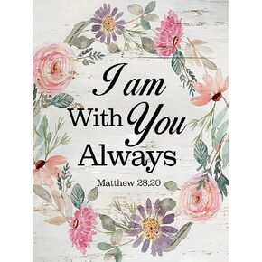 DVWIVGY Diamond Painting Bible Verse I am with You Always Sign Inspirational Rustic Scripture Kit for Adults Diamond Painting by Number Kits Gem Art Wall Home Decor 12 x 16 inch