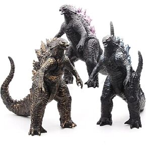 3 PCS Big Dragon Figures King of The Monsters - Dragon Figures Kings of The Monsters - 10" & 14" Head-to-Tail, Large Movable Joints Action Movie Series Soft Vinyl
