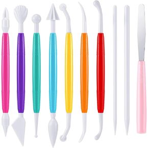 Cielasis Kit 8 Pieces ​Plastic Clay Sculpting Tools, Double Head Ceramic Pottery Tool Kit Cook Decorating Tools for Kids Crafts DIY Shaping and Sculpting, Kit 8 Pieces