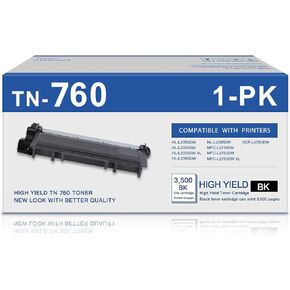 INKjetsclub Brother TN760 Compatible Black High Yield Toner. Works with HL-L2350DW HL-L2390DW HL-L2395DW HL-L2370DW HL-L2370DWXL DCP-L2550DW MFC-L2710DW MFC-L2730DW Printers.