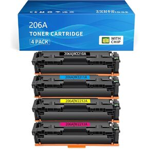 206A Toner Compatible for HP 206A Toner Cartridges 4 Pack W2110A W2111A W2112A W2113A for HP Color Laserjet Pro MFP M283fdw M283cdw M255dw Toner Cartridges