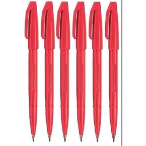 Pentel Red Original Sign Pen S520 Fibre Tip Marker Pens Colour Fineliner 2mm Nib 1mm Line Width (Pack of 6)