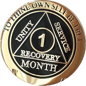 1 Month AA Medallion Elegant Black Gold and Silver Plated 30 Day Chip