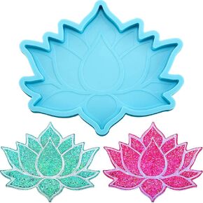 Lotus Flower Coaster Resin Mold Epoxy Resin Flower Coaster Mold Cup Mat DIY Crafts Decorations Making Kit(Blue)