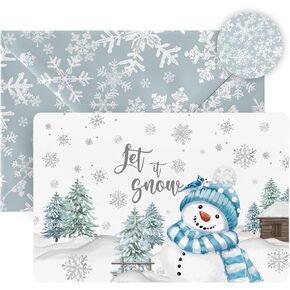 Artoid Mode 24 Pack Let It Snow Thank You Cards Snowflake Snowman Xmas Tree Greeting Cards Gift With Envelope Sticker Blank Note Cards for Birthday Wedding Baby Shower Bridal Shower, 4 x 6 Inch