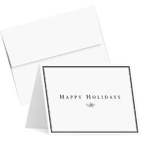 2025 Happy Holidays Greeting Cards and Envelopes, Minimalist Border Design, Christmas Xmas New Year Greetings, Corporate, Business, Party Invitations and Thank You Cards – 5" x 7" – 25 per Pack