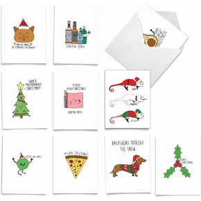 The Best Card Company - 10 Thank You Cards for Christmas - Assorted Holiday Gratitude Notecards, Bulk Thank Yous (4 x 5.12 Inch) - Just Fir You M5019XTG