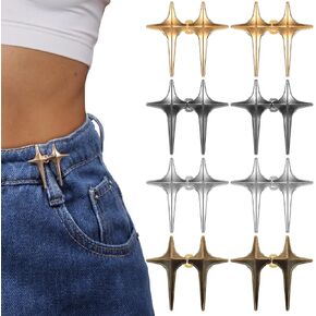 Mabor 8 Set Pants Waist Tightener Star Button Waist Adjuster for Loose Pants Jeans to Make Smaller No Sew Pants Clips for Waist Detachable Decorative Waist Buckles