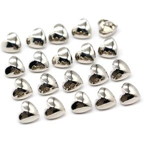 20Pcs 10mm(0.394inch) Heart Shape Gold Metal Buttons for Sewing Small Blouse Shirt Button with Shank DIY Crafts Golden Color