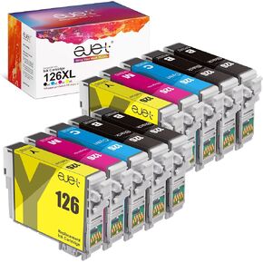 ejet 126 126XL Ink High Capacity Black & Color Cartridge Remanufactured for Epson 126 for Workforce 545 645 845 630 WF-3520 WF-3540 WF-7520 WF-7010 Stylus NX430(4 Black, 2 Cyan, 2 Magenta, 2 Yellow)