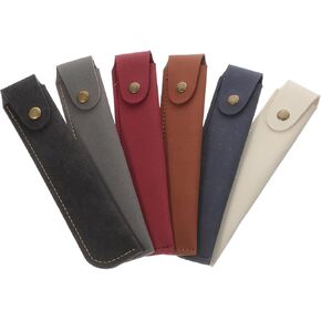 HOMSFOU Fountain Pen Sleeve 6pcs Leather Pen Case Holder Fountain Pouch Crazy Horse Leather Pen Protective Sleeve Cover Roll Wrap Pen Pouch for Ballpoint Pen Fountain Pen Holder