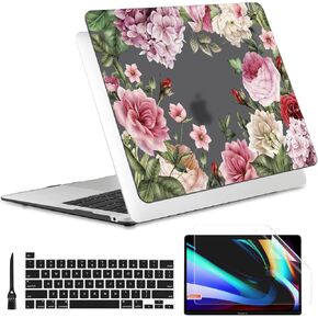 Batianda Designed Case for New MacBook Pro 13-inch M2 2022 Release Model A2338 Upgrade Hard Ultra Thin Protective Shell Anti-Dirty with Keyboard Cover & Screen Protector, Black Marble