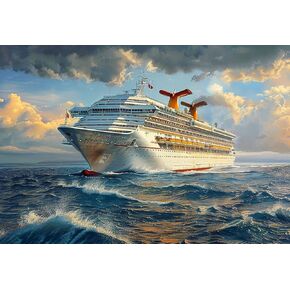 DIY 5D Full Drill Sea Cruise Square Diamond Art Painting by Number Kits for Adults and Crystal Rhinestone Cross Stitch Ocean Landscape Pictures for Wall Decoration (40x30CM/16x12IN)