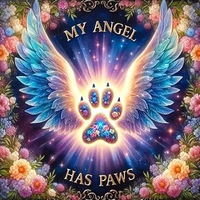 MOMDEDP 5D Angel Diamond Painting Kits for Adults, Angel Wings Flowers Diamond Art Kit for Beginners, Angel Paws DIY Full Round Diamond Art Craft Kits for Adult for Wall Decor 12x12 Inch