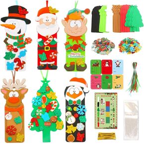 Fancy Land 36 Sets Christmas Crafts for Kids Holiday Foam DIY Bookmarks Ornaments Craft Kits Winter Classroom Activities Christmas Decorations