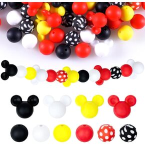 92pcs Mouse Focal Beads, Mouse Silicone Beads for DIY Crafts Keychain Making Pen Bracelet Necklace Lanyard Making