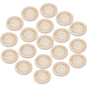 25mm Round Wooden Handmade Tags Labels Buttons with 2 Holes for Hats Gloves Sewing Scrapbooking Clothing Christmas Decoration Homemade Crochet Gifts Art Craft Knitted Project, 30PCS