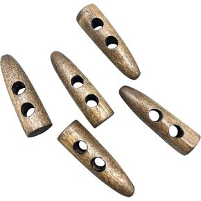 Craft Wooden Toggle Buttons,50pcs Horn Imitation Tooth Wood Buttons Sewing Craft DIY Accessory for Clothing Coat Overcoat Jacket Blazer 40mm A1729