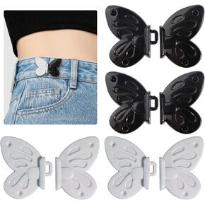 Jeans Button, Adjustable Butterfly Button for Jeans, Detachable Decorative Waist Buckles, Perfect Fit Tighten Waist Adjustment Instant Button Pins for Pants - 8 Pcs