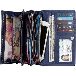 Mou Meraki Women RFID Blocking Genuine Leather Bifold Wallet-Clutch For Women-Shield Against Identity Theft