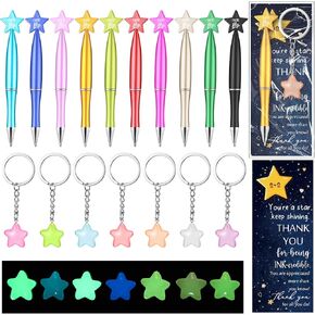 20 Sets Christmas Star Pens Bulk Gifts You Are a Star Bookmarks Luminous Star Keychains Student Gifts from Teacher Bulk Employee Appreciation Gift Classroom Rewards Stocking Stuffers