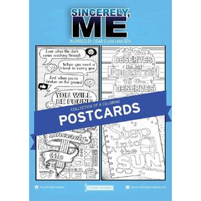 DEAR EVAN HANSEN | Sincerely Me Collection | 4 Individual COLORING POSTCARDS by Coloring Broadway | Hand-drawn illustrations - Printed on matte card stock (5*7inch) - Set of 4 cbdeh2-1pc-4