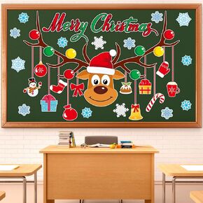 Christmas Bulletin Board Set Classroom Decorations Large Christmas Elk Cutouts Merry Christmas Wall Decals Xmas Elk Snowflakes Paper-Cuts for Christmas Party School Nursery Classroom Home Decor in Kuwait