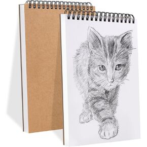 Utron 2 Pack Sketch Book, 5.8" x 8.3" Small Sketch Pad,100GSM/68LB Sketchbook for Drawing, A5 Drawing Paper, Thick Small Drawing Notebook for Painting Beginner, Artist (50 Sheets/Pack)