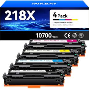 218X 218A Toner Cartridge 4 Pack Compatible for HP 218X 218A for HP Color LaserJet Pro MFP 3301sdw 3301fdw 3301cdw 3201dw 3301dw Laser Printer Ink W2080X W2081X W2082X W2083X Black Cyan Yellow Magenta