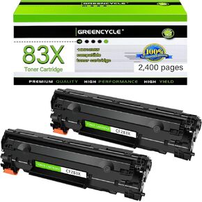 greencycle Compatible CF283X Toner Cartridge Replacement for HP 83X CF283X 83A CF283A to use with Laserjet Pro M201 M201dw M201n MFP M225 M225dn M225dw M225rdn Laser Printers (2-Black, 2400 Pages)