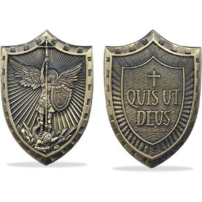 Saint Michael Archangel Challenge Coin Protect Us Cross Shield Token Religious Gift